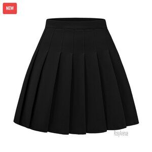 Pleated Mini Skirt Elastic Waist Stretchy A-Line Skater School Uniform